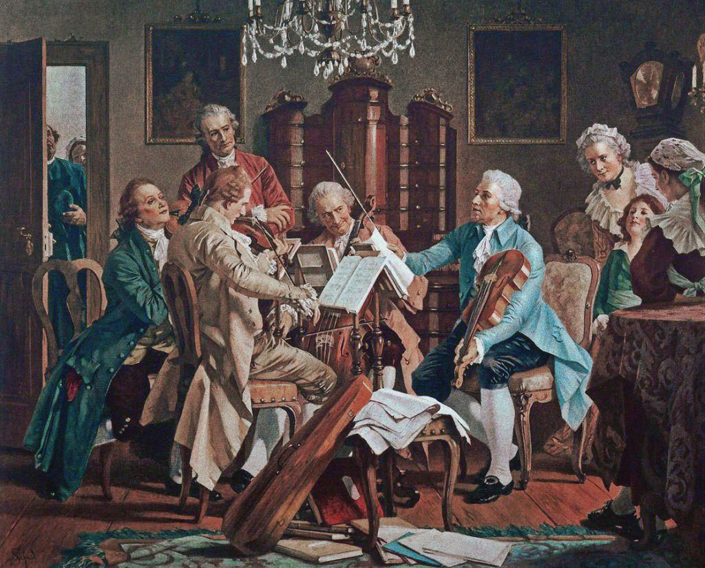 Haydn playing in a quartet - painting from the StaatsMuseum, Vienna